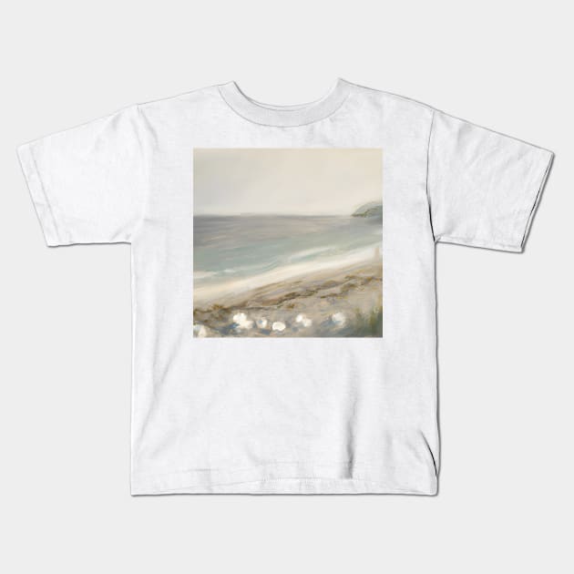 Beach Summer Pastel Painting Kids T-Shirt by druidwolfart